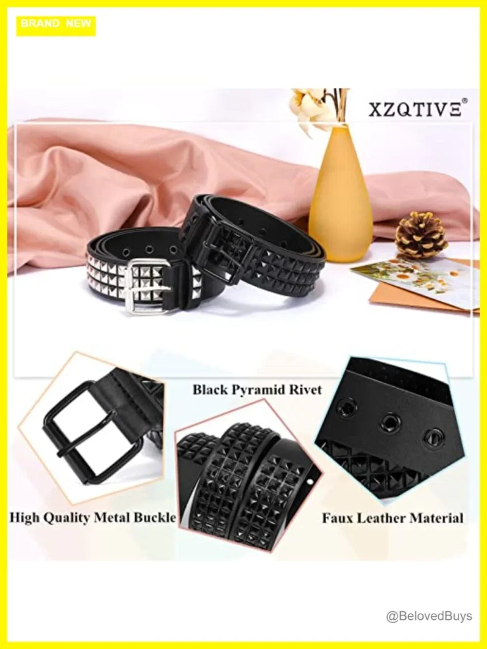 Punk Studded Belt Gothic Rivet Faux Leather Belt for Women Men